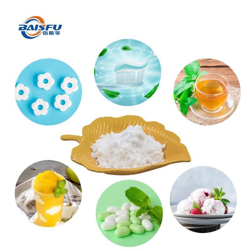 Baisfu Pure Natural L-Menthyl Lactate CAS:59259-38-0 Food Grade  High Concentration Food Flavor White Crystalline Powder for Baked Goods and Cosmetics